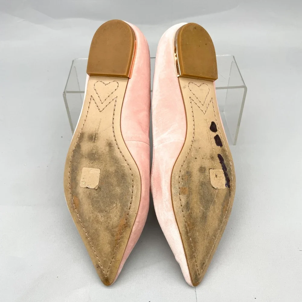 Sophia Webster Bibi Butterfly Pink Velvet Pointed Toe Ballet Flats Womens 39 8.5 - Picture 12 of 12